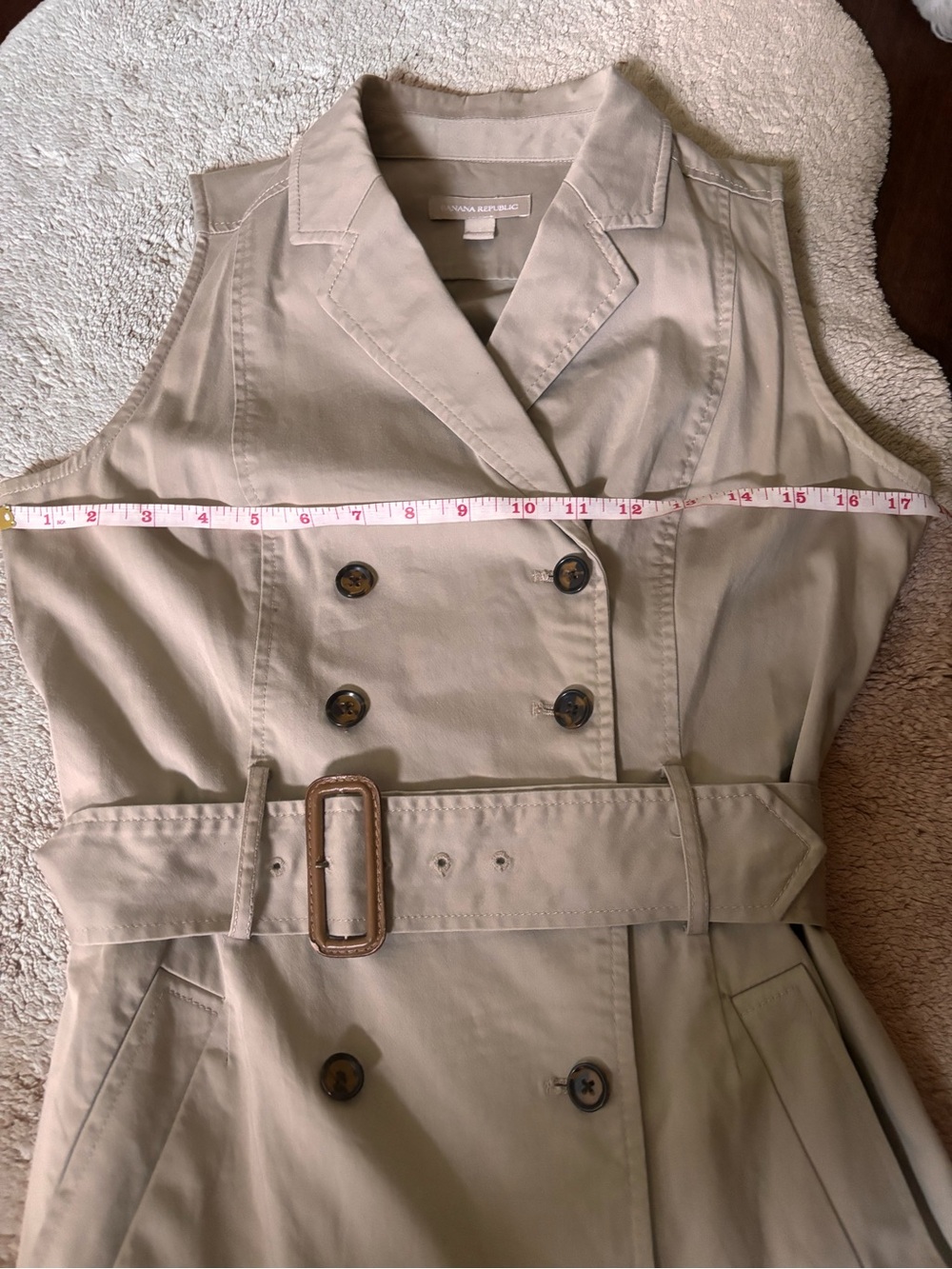 EUC Banana Republic Sleeveless Trench Dress in Beige - Size 4 - Picture 5 of 7